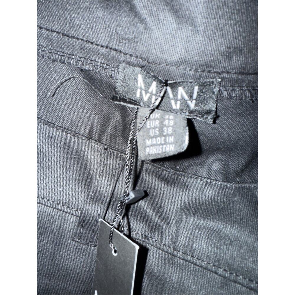 BoohooMan Tall Fixed Waist Cross Relaxed Trousers, Black, Size 38 - Picture 4 of 5